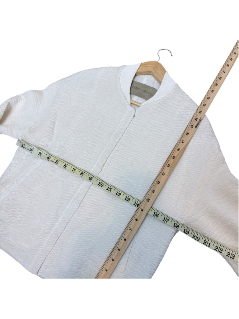Christian Wijnants Textured Bomber Jacket Ivory White Minimalist Wool Size M - Picture 5 of 9